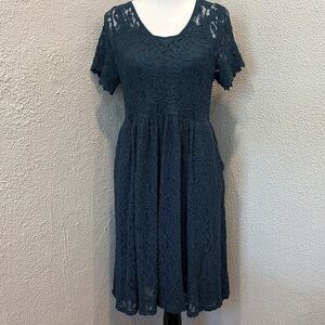 Torrid Dark Teal Lace Fit-and-Flare Dress - Size 00